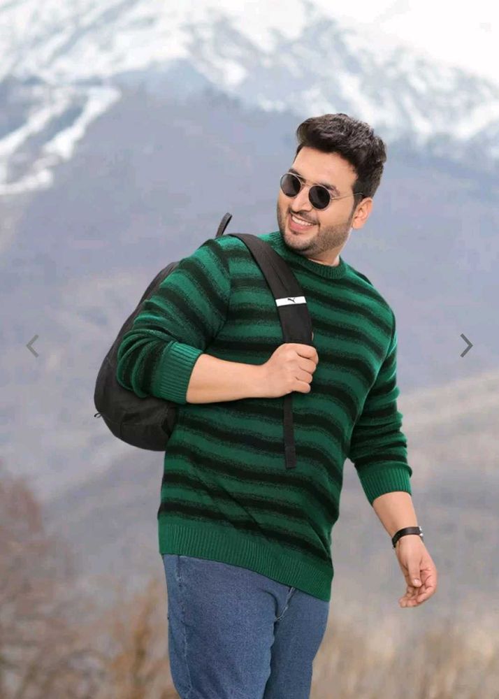 Striped Green Sweater (Plus Size)