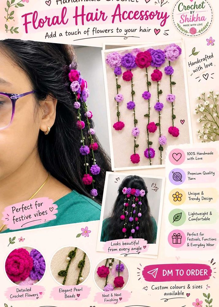 Handmade Crochet Floral Hair Accessory