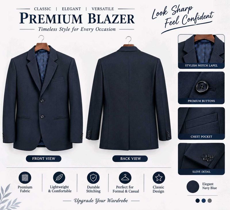 Premium Men's Navy Blue Blazer