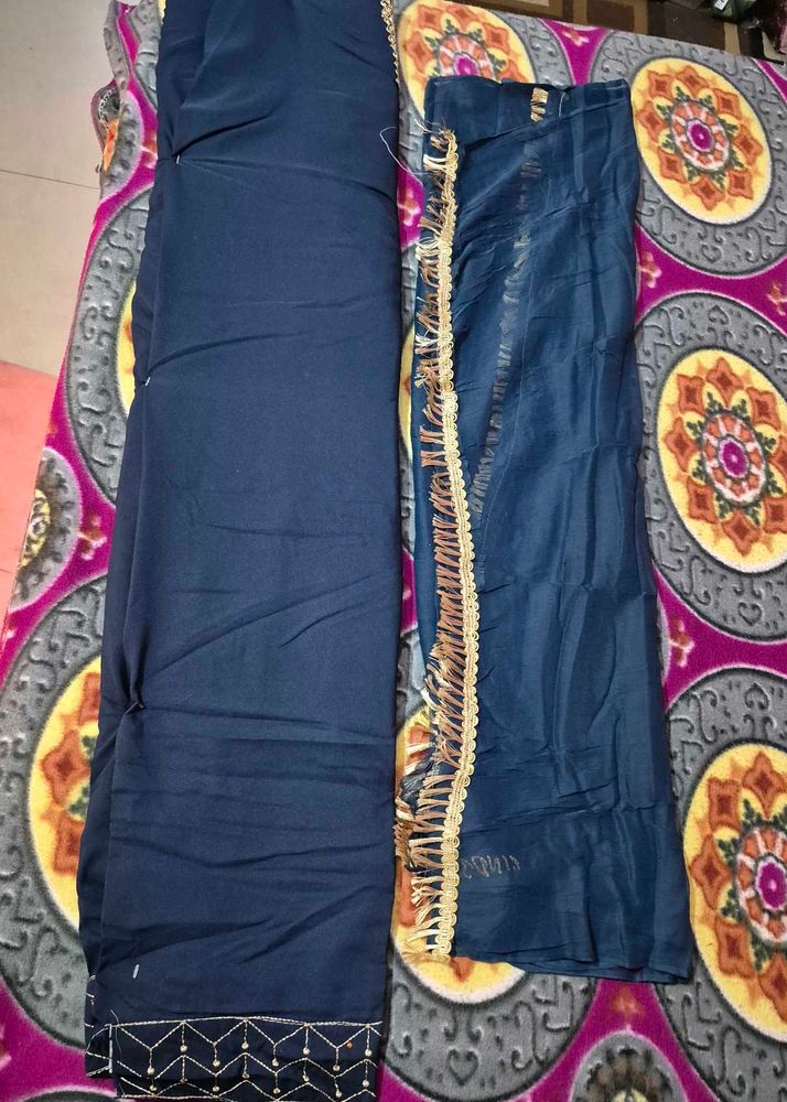 Blue Dress Material with Border