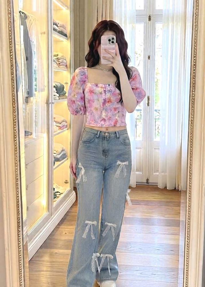 Pink cute top 🌷🎀