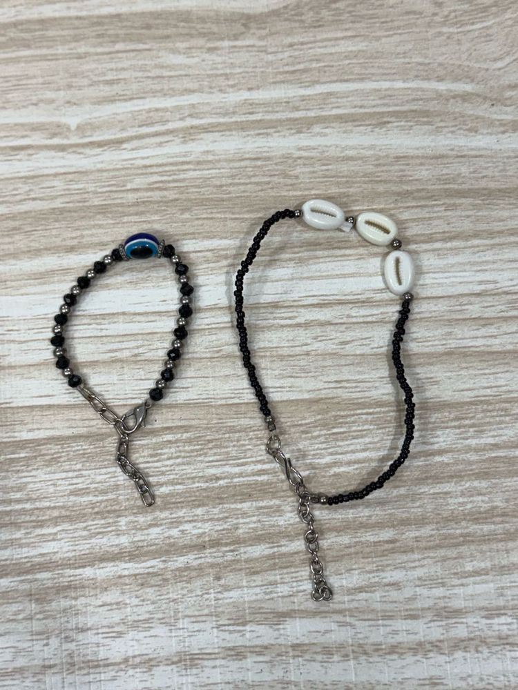 Beautiful pearl beads and evil eye bracelets