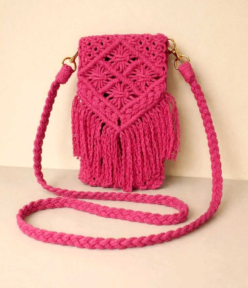 Pink Macrame Sling Bag