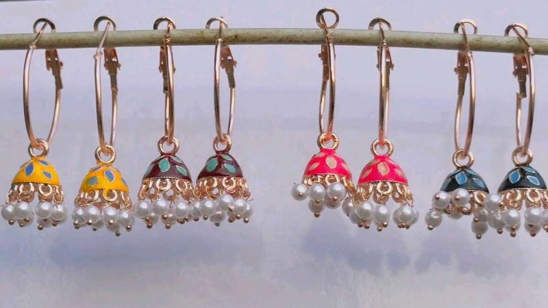 Meenakari Earrings With Multicolour Colours Pack 1