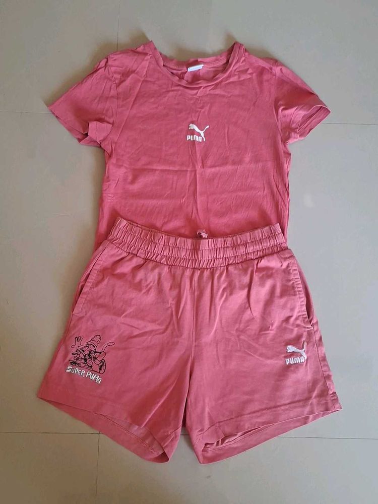 Puma Pink T-Shirt &amp; Shorts Set
