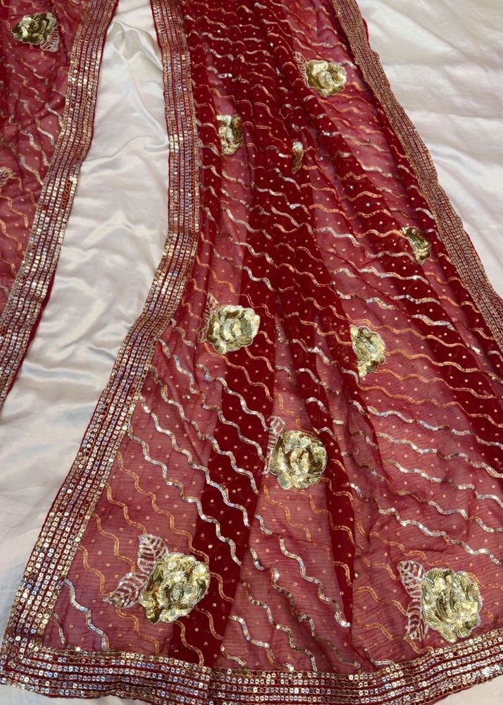 Maroon Sequined Floral saree