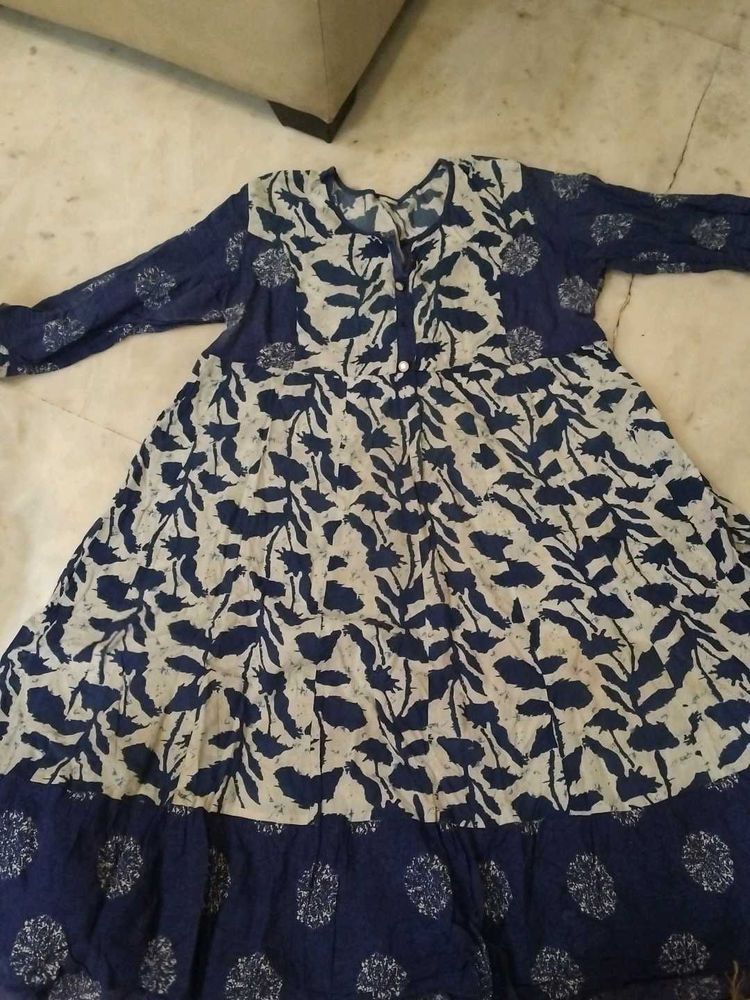 Blue Floral Print Dress