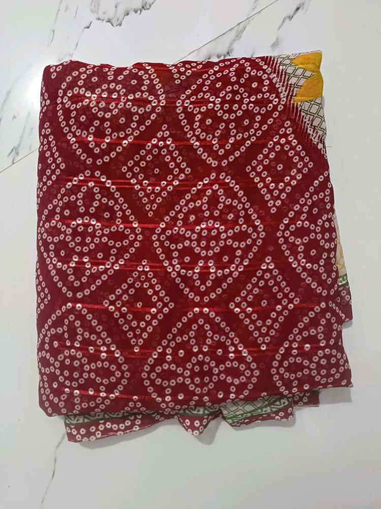 Beautiful Red Bandhani Saree