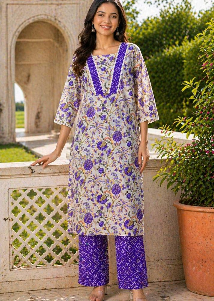 Elegant Floral Print Kurta Set