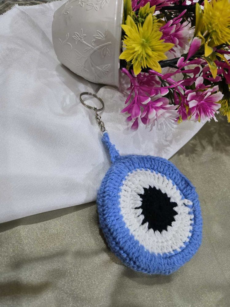 Handmade Evil Eye and sunflower Keychain
