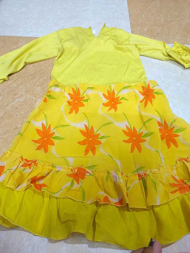 Vibrant Yellow Floral frock