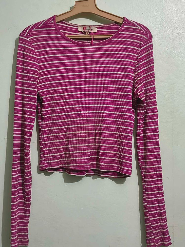 Striped Long Sleeve Crop Top
