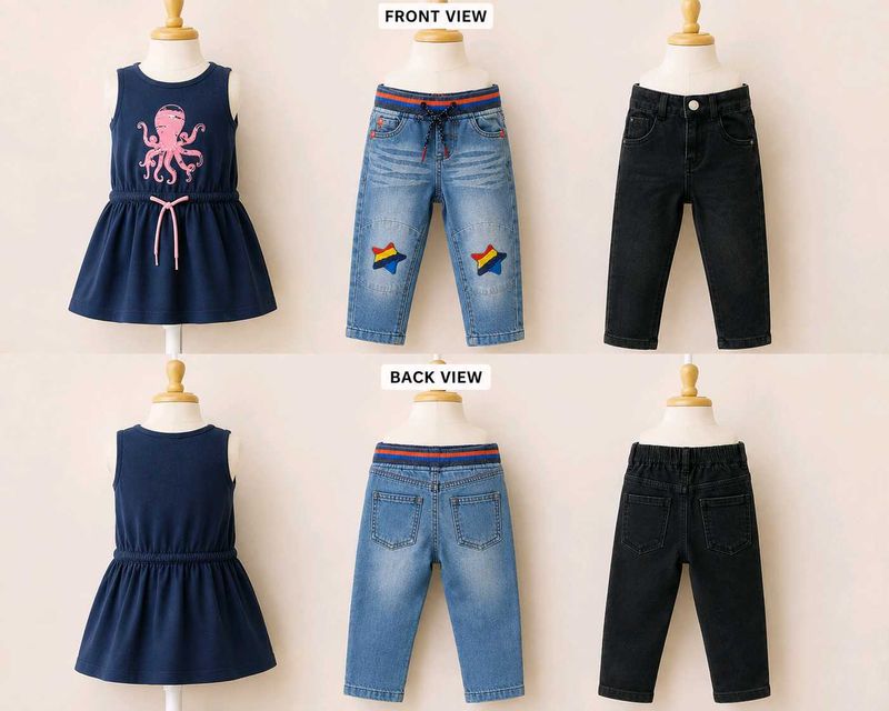 Baby Girl Dress + 2 branded Jeans Combo