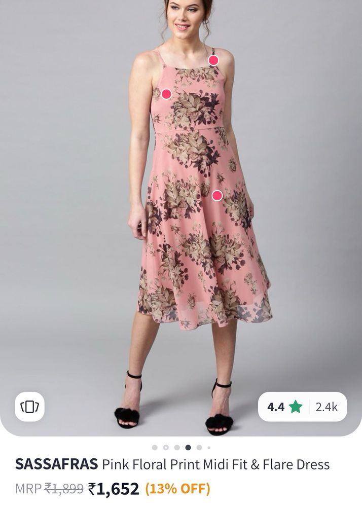 SASSAFARAS New Pink Printed Floral  Dress