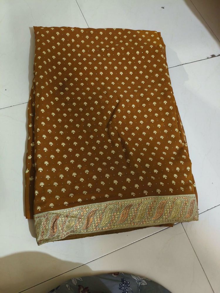 Brown Saree with Intricate Border