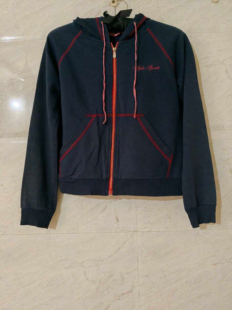 Navy Blue Zip-Up Hoodie