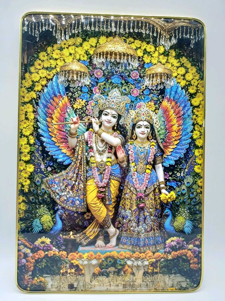 Crystal bubble frame Radha Krishna size 12x18 inch
