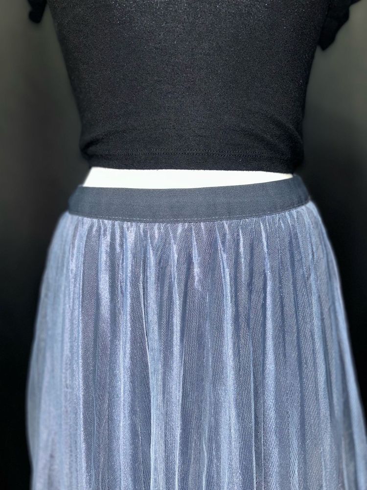 Sparkly Blue Tulle Midi Skirt