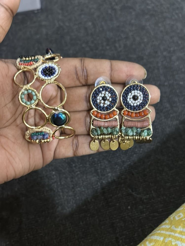 Boho Beaded Bracelet &amp; Earrings Set
