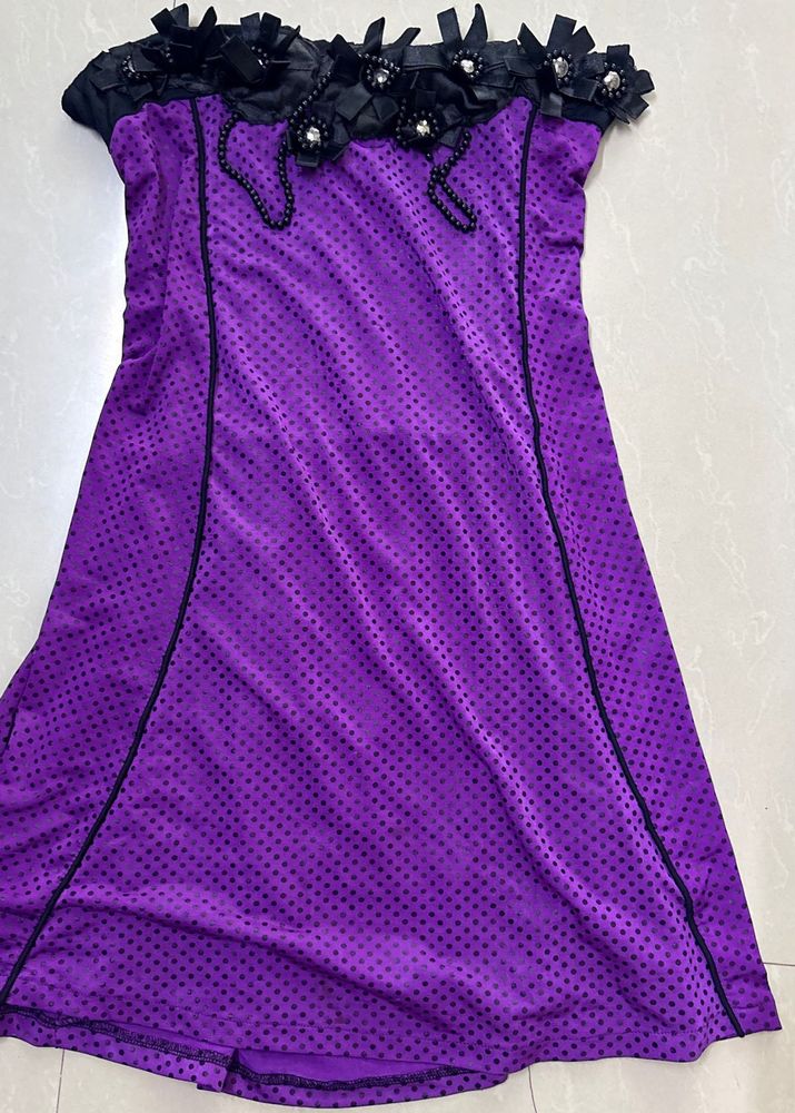 Vibrant Purple Polka Dot Dress