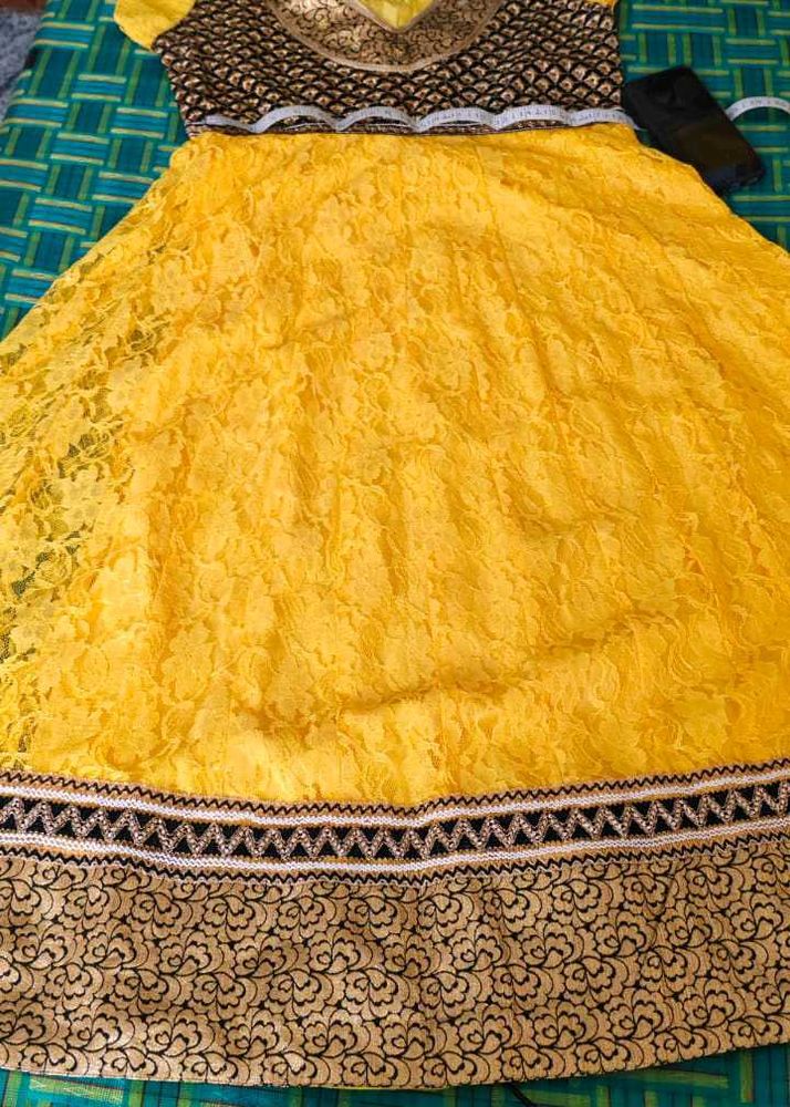 Long frock with yellow and black combination