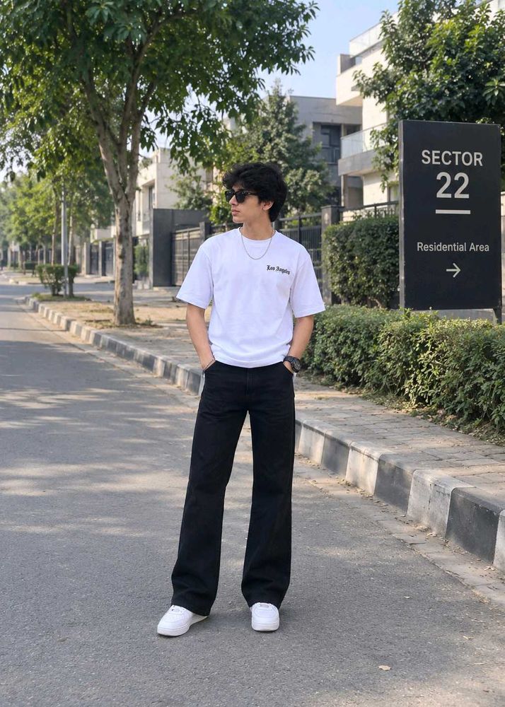 Men's Wide Leg Black Jeans