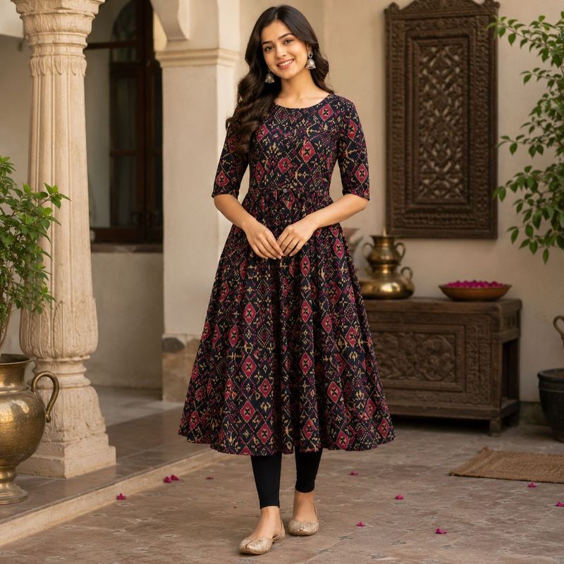 Black Elegant Flared Kurta 🖤
