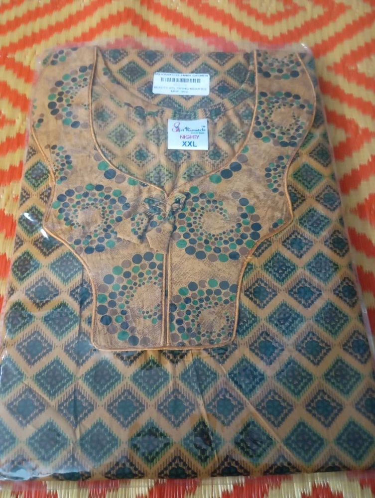 Printed Piping Nighty for Women XXL