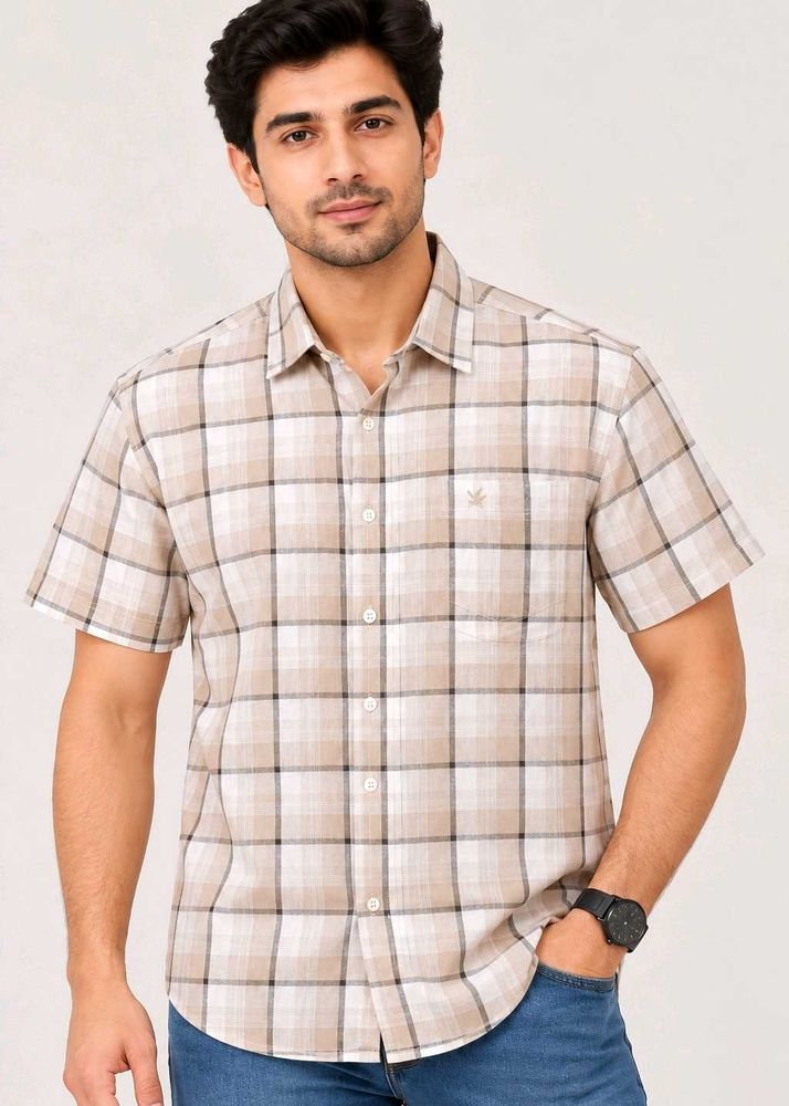 Men's Casual Plaid Short-Sleeve Shirt