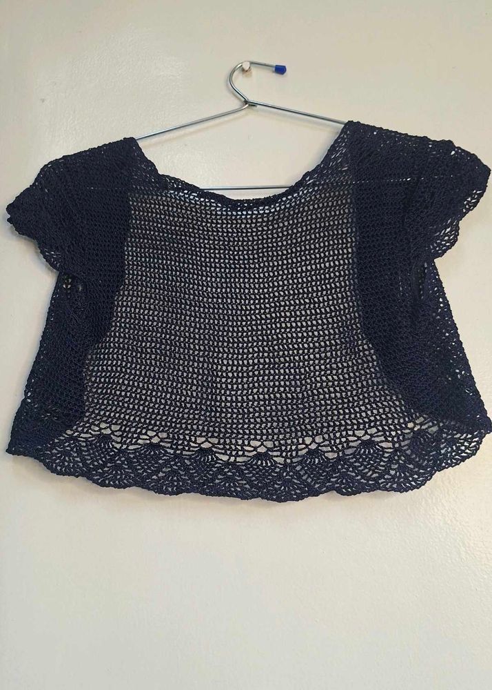 Y2K Vintage Black Crochet Cropped Shrug