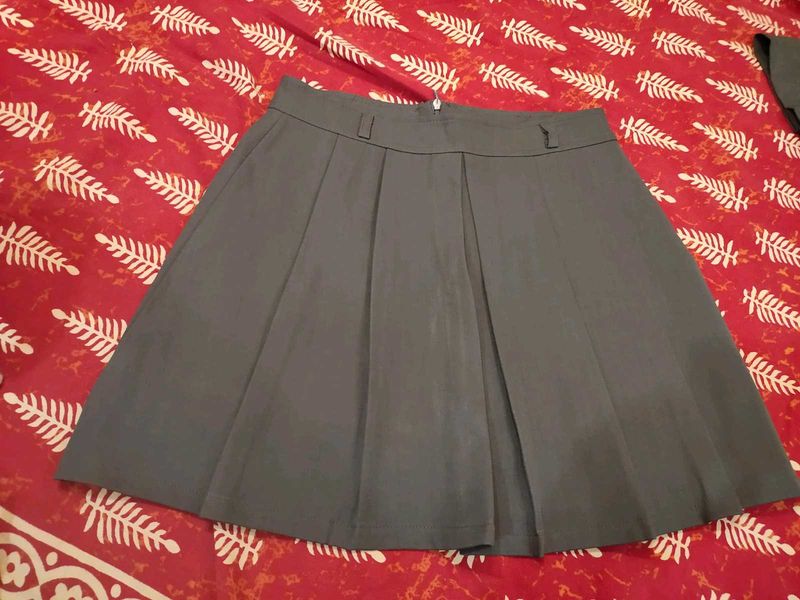 platted grey skirt
