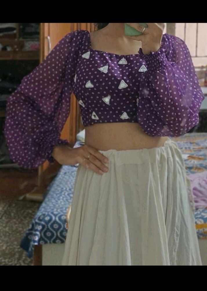 Chic Purple Polka Dot Blouse (designer boutique)