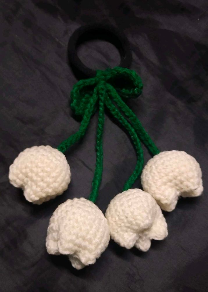 Handmade Crochet Flower Hair Tie