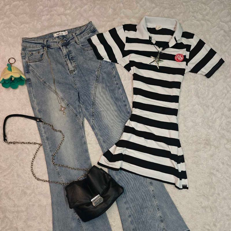 Y2K Striped Polo Dress