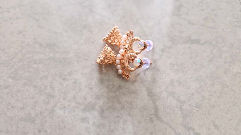 Elegant Jhumka Earrings with Pearls