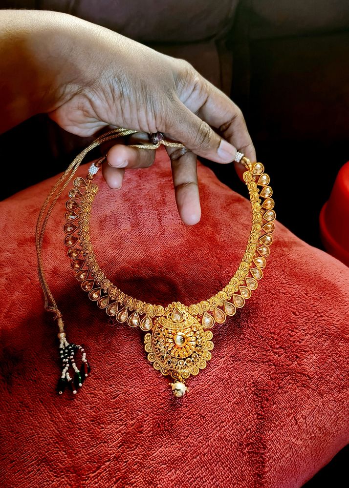Gold Plated Necklace With Out Earrings