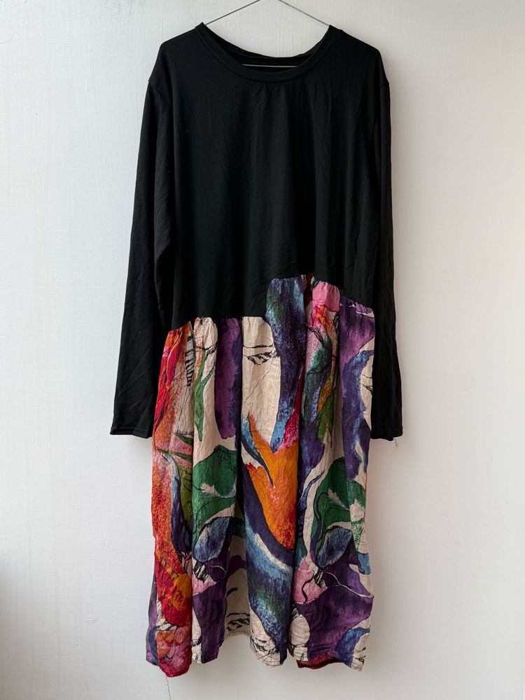 Abstract Print Long Sleeve Dress