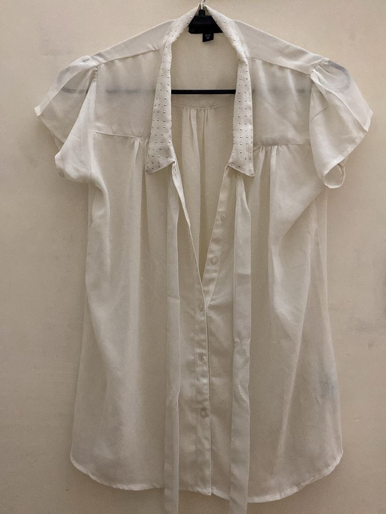 Sheer Top With Collar