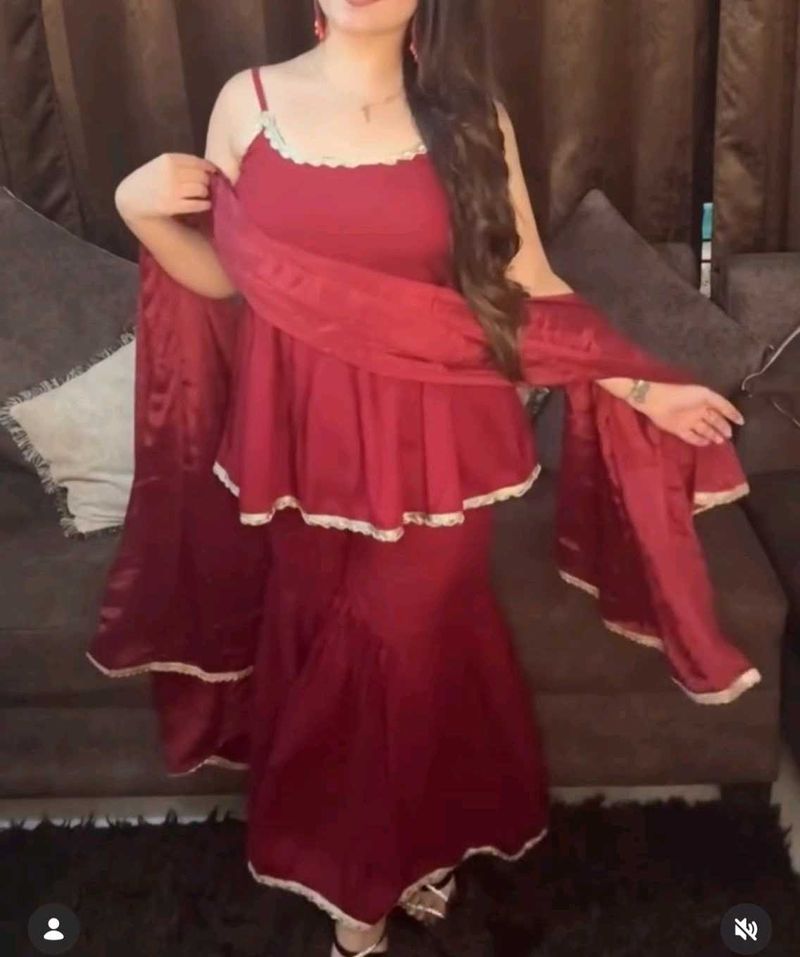 Tasva Elegant Red Lehenga kurta Set
