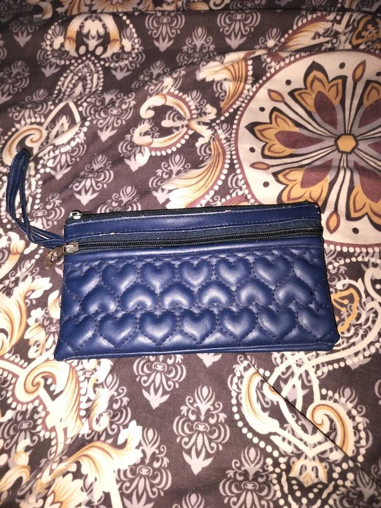 combo Quilted Heart Navy Blue Wallet and brown wal
