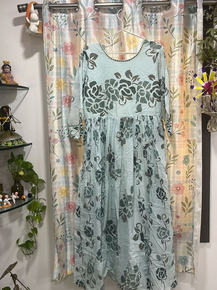 Light Blue Floral Kurta