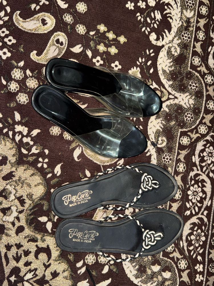 Chic Black Transparent Strap Sandals &amp; Flip-Flops
