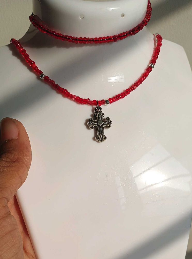 Gothic Red Cross Set Vintage Y2k Korean Japanese