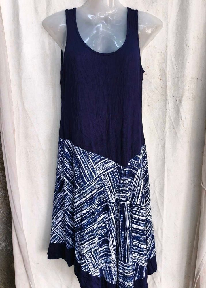 Navy Blue Print Dress