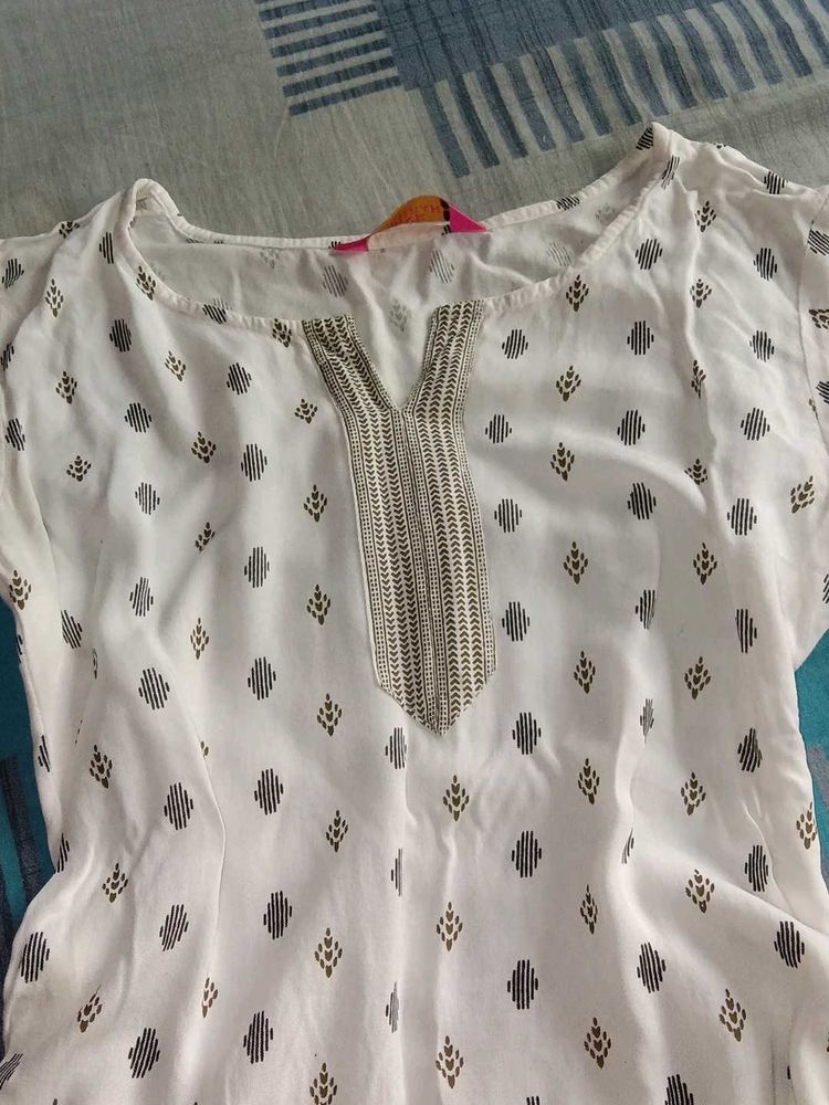 White Printed Kurta