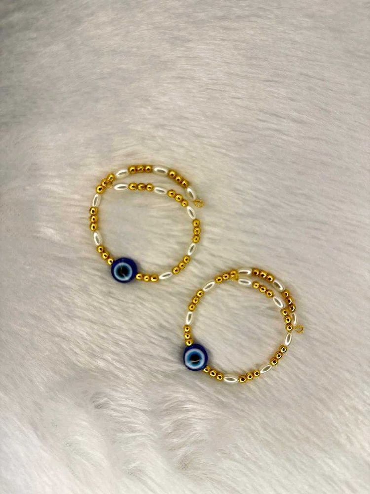 Evil Eye Beaded Bracelets Kids 2 Pcs Set