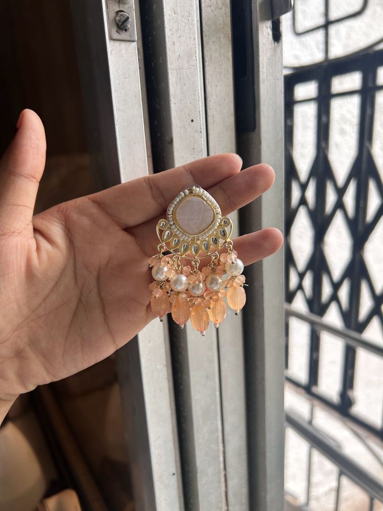 Peach Beaded Earrings