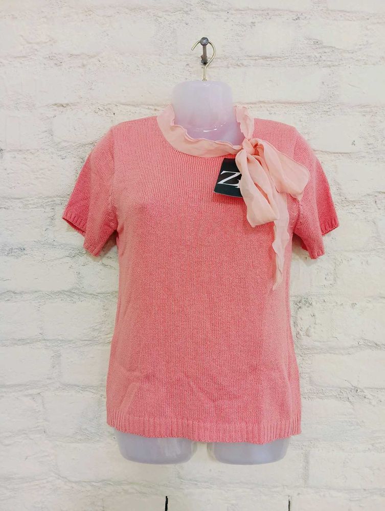 Pink Short Sleeve Knit Top