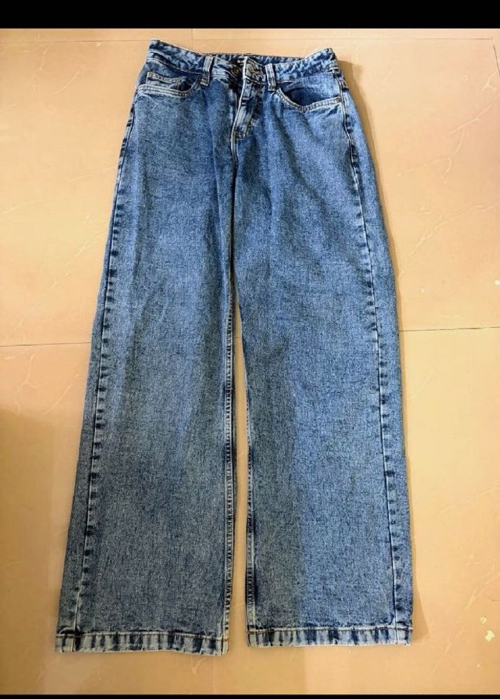Blue Wash Wide Leg Jeans