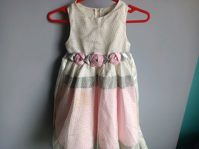 White And Baby Pink Colour's Frock